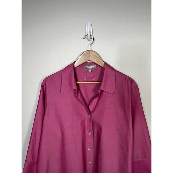 Foxcroft Womens Blouse Size 20 Pink Button Down 100% Cotton Non Iron Shaped Fit - Picture 2 of 8